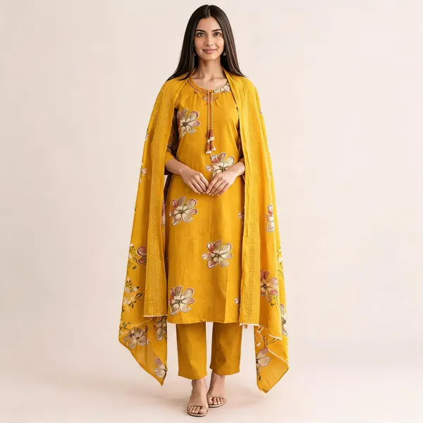 Yellow_Cotton_Straight_Floral_Printed_Kurta_Set_For_Women