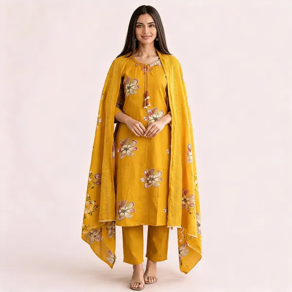Yellow_Cotton_Straight_Floral_Printed_Kurta_Set_For_Women