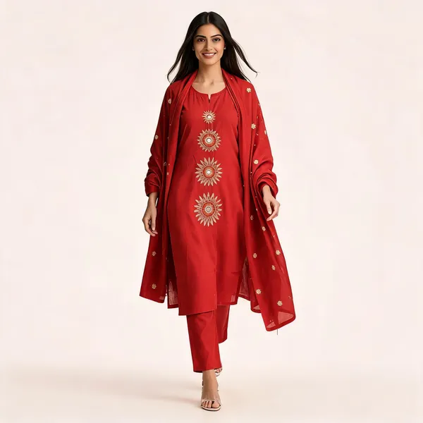 Rust_Cotton_Straight_Embroidered_Kurta_Set_For_Women