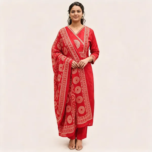 Rust_Cotton_Straight_Printed_Kurta_Set_For_Women