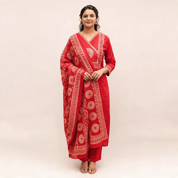 Rust_Cotton_Straight_Printed_Kurta_Set_For_Women