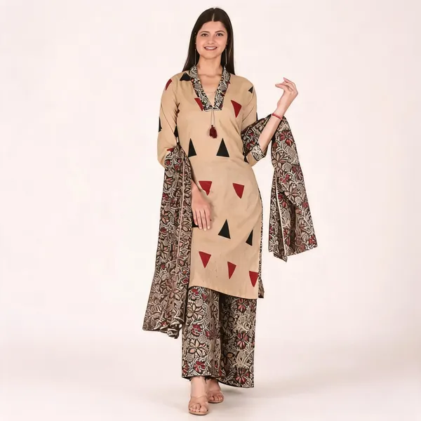 Beige_Cotton_Straight_Printed_Kurta_Set_For_Women