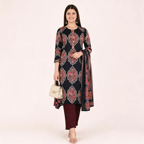 Blue_Cotton_Straight_Kurta_Set_For_Women