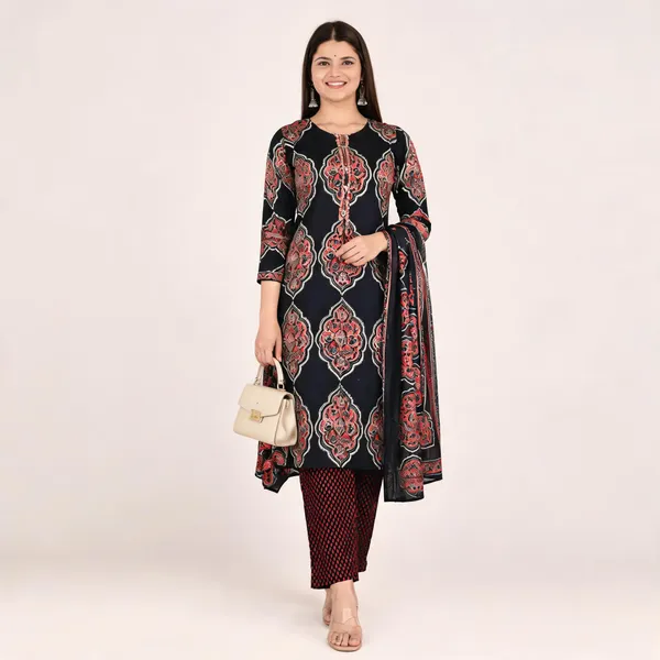 Blue_Cotton_Straight_Kurta_Set_For_Women