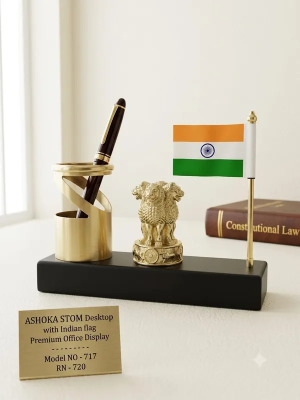 Metal_Patriotic_Ashoka_Stambh_Desk_Decor_With_Pen_Stand