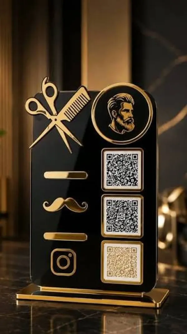 Black_Gold_Barber_Salon_QR_Code_Display_Stand