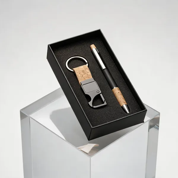Black_Cork_Keychain_And_Pen_Gift_Set