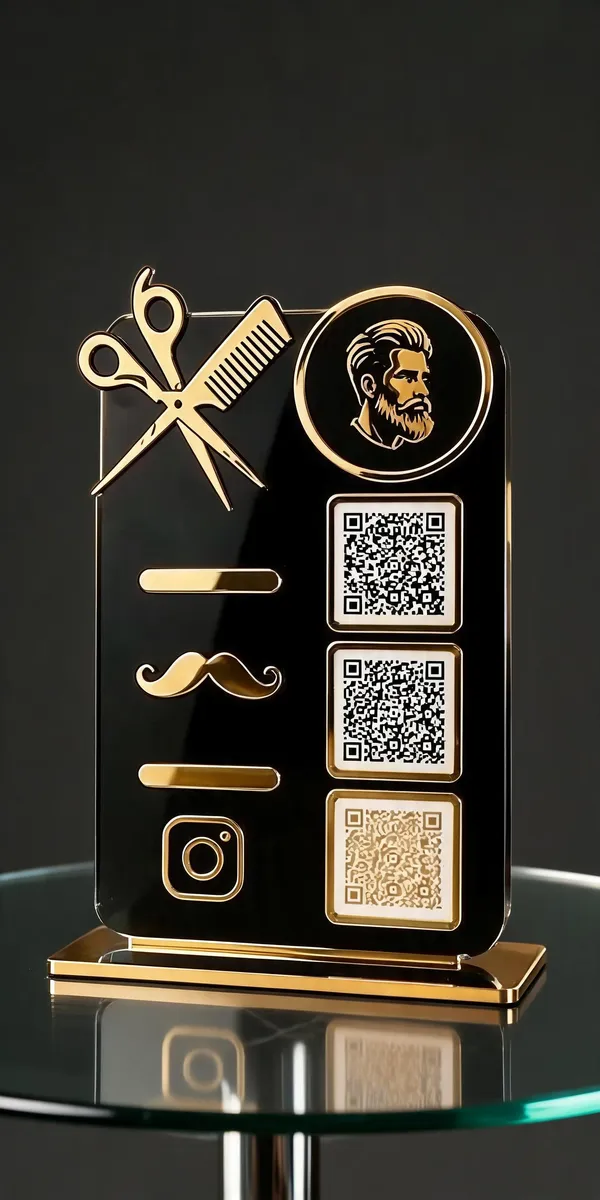 Black_Gold_Barber_Salon_QR_Code_Display_Stand