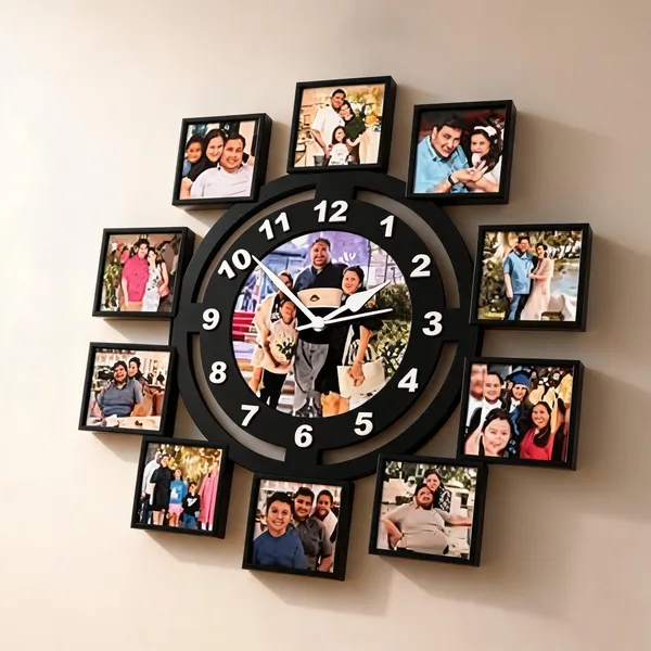 Black_Modern_Photo_Frame_Wall_Clock