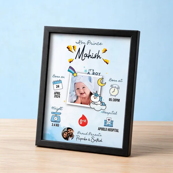 Black_Personalised_Baby_Birth_Announcement_Photo_Frame