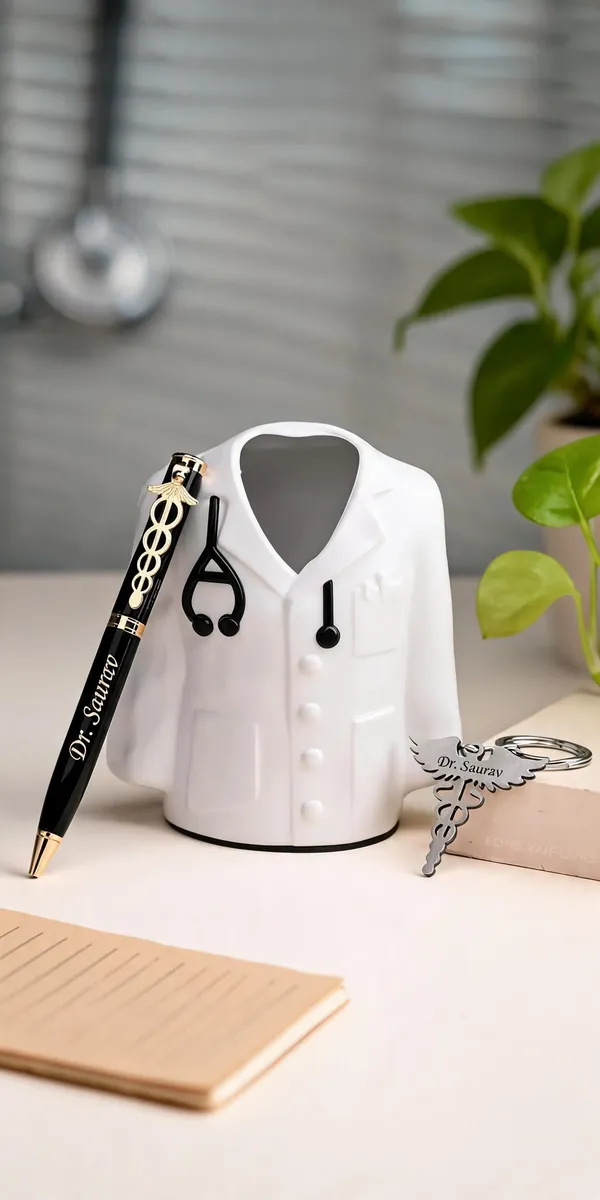 Doctor_Coat_Pen_Stand_With_Pen_And_Keychain_Gift_Set