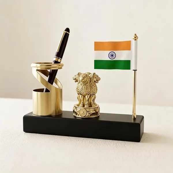 Metal_Patriotic_Ashoka_Stambh_Desk_Decor_With_Pen_Stand