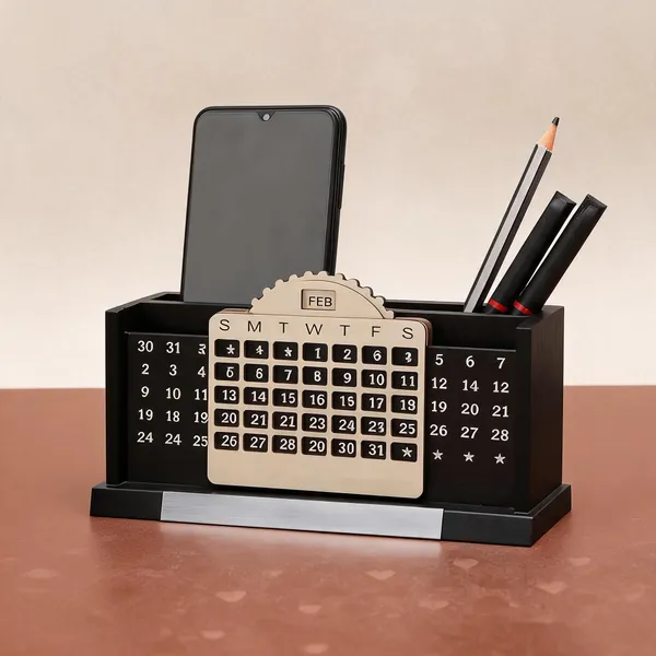 Black_Desk_Organizer_With_Calendar_And_Phone_Stand
