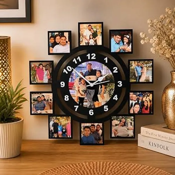 Black_Modern_Photo_Frame_Wall_Clock