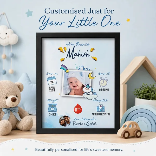 Black_Personalised_Baby_Birth_Announcement_Photo_Frame