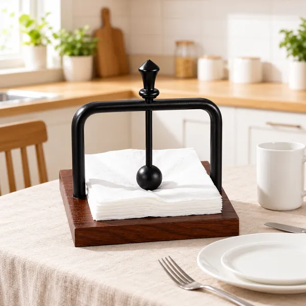 Wood_And_Metal(silver/golden)__Modern_Napkin_Holder