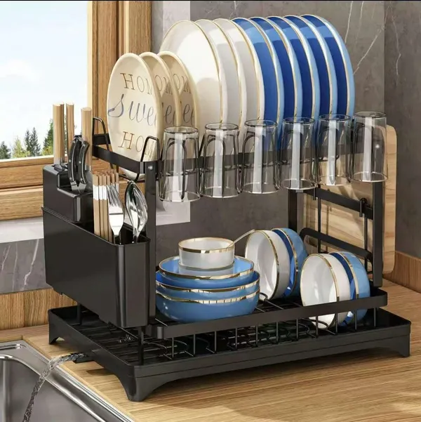 Metal_Two_Tier_Kitchen_Dish_Rack_Drying