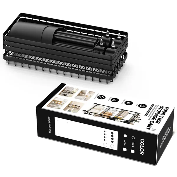 Black_Metal_Four_Tier_slim__Rolling_Storage_Cart