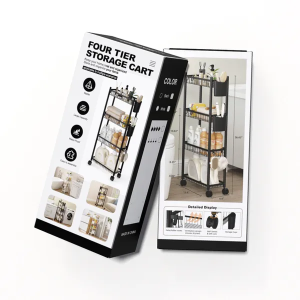 Black_Metal_Four_Tier_slim__Rolling_Storage_Cart