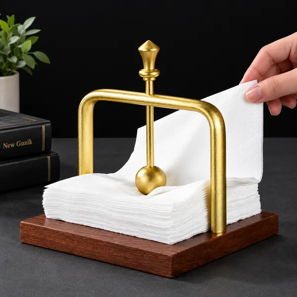 Wood_And_Metal(silver/golden)__Modern_Napkin_Holder