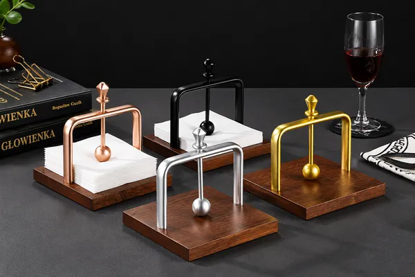 Wood_And_Metal(silver/golden)__Modern_Napkin_Holder