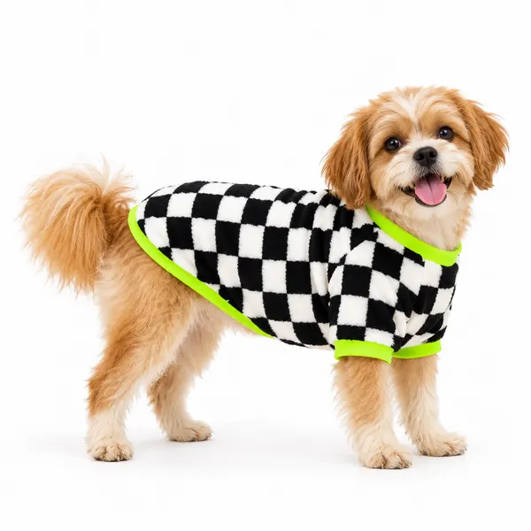 Black_and_White_Checks_Sherpa_Sweater_with_Neon_Green_Accents