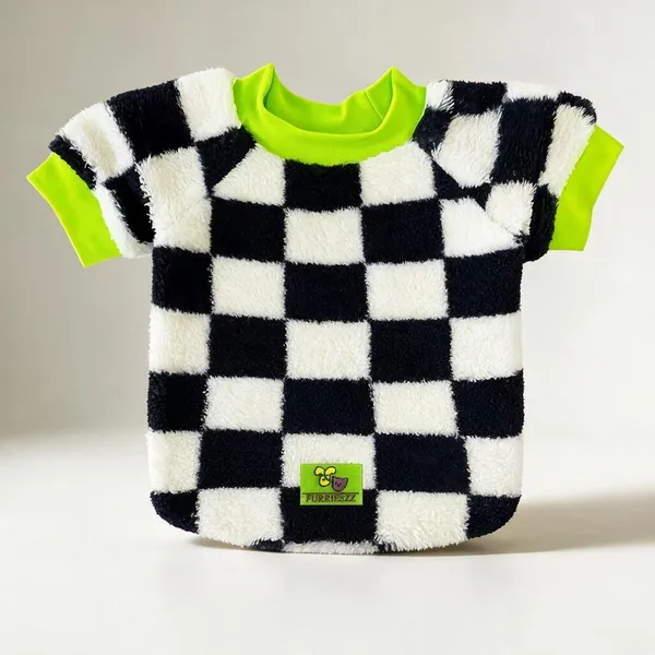 Black_and_White_Checks_Sherpa_Sweater_with_Neon_Green_Accents