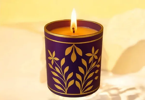 Purple_Floral_Print_Jar_Candle