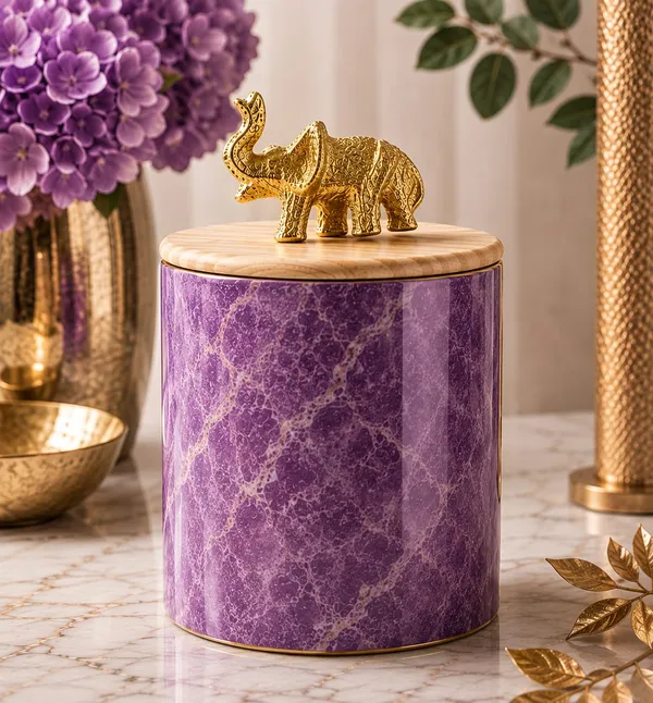Purple_Marble-Style_Elephant_Accent_Storage_Jar