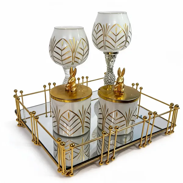 White_Glass_Decorative_Set_With_Tray_For_Kitchen__And_Dining_Pack_Of_2