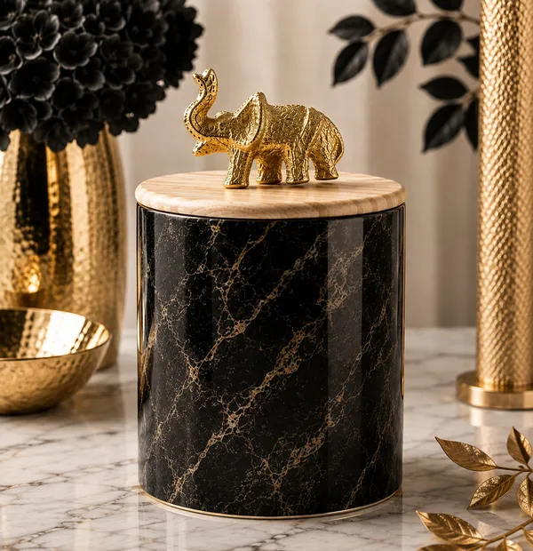 Marble_Finish_Elephant_Lid_Decorative_Canister