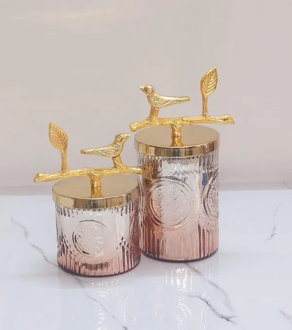 Glass_Decorative_Bird_Motif_Set_Of_2_Storage_Jars