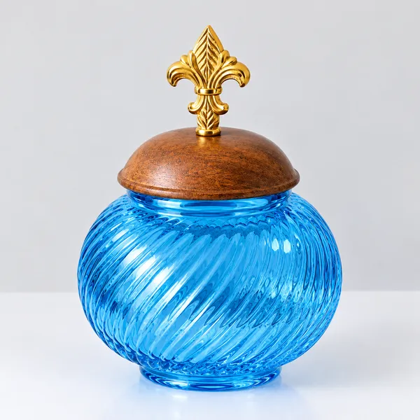 Glass_Ribbed_Decorative_Jar_With_Wooden_Lid