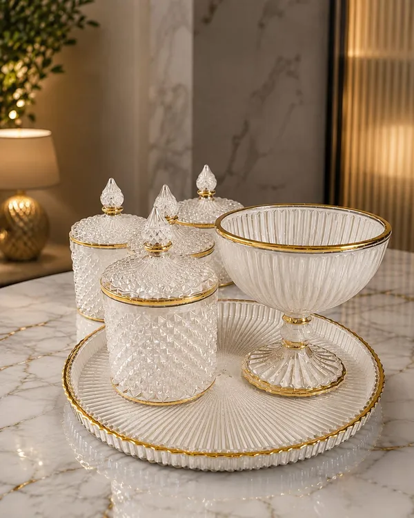 Glass_Textured_Serving_Set_With_Tray_And_Lidded_Jars