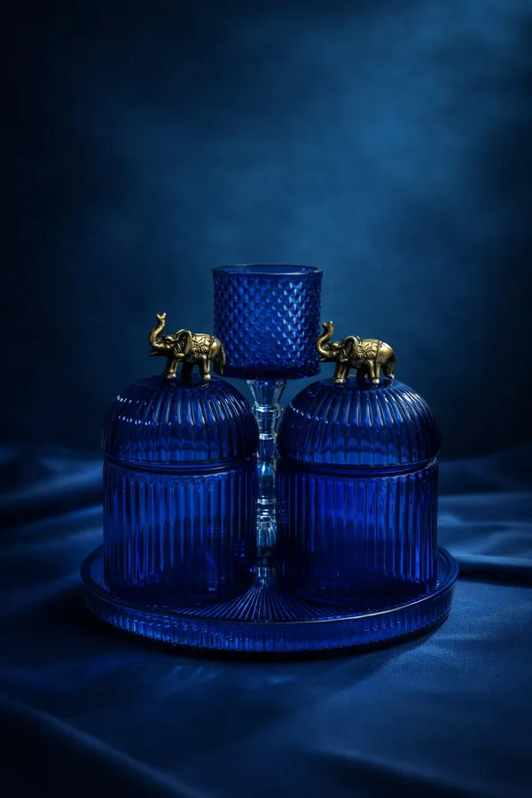 Glass_Decorative_Ribbed_Animal_Motif_Tabletop_Set