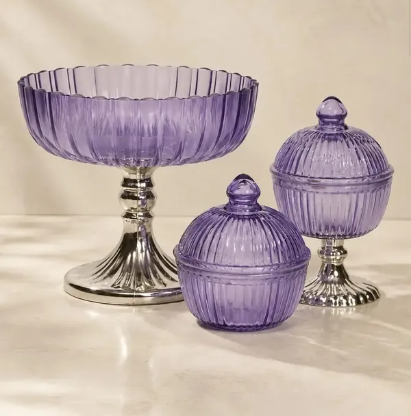 Glass_Ribbed_Purple_Decorative_Bowl_And_Candy_Jars_Set