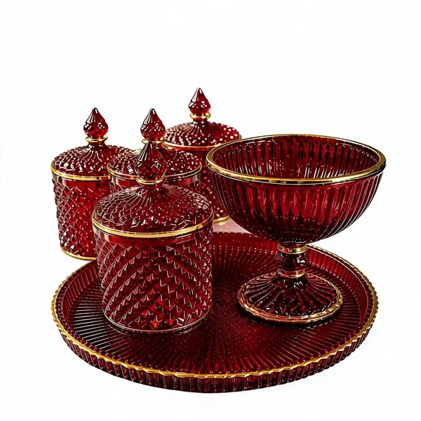 Red_Glass_Decorative_Tray_Set_For_Kitchen__And_Dining_Pack_Of_5