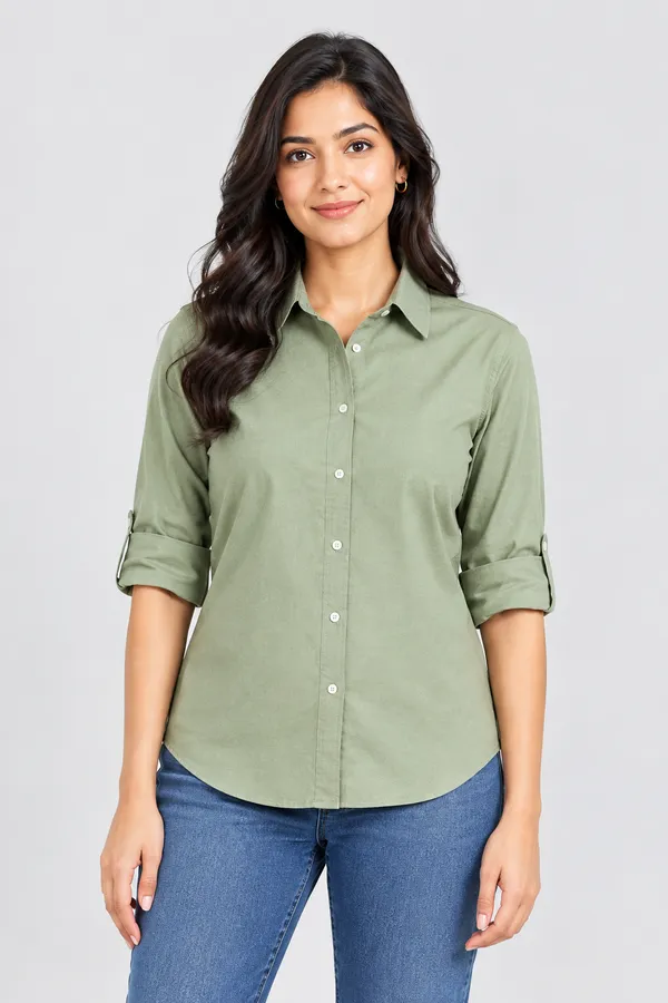 Bottle_Green_Cotton_Relaxed_Fit_Shirt_For_Women