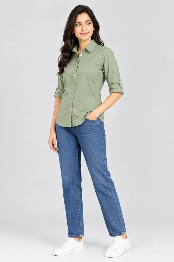 Bottle_Green_Cotton_Relaxed_Fit_Shirt_For_Women