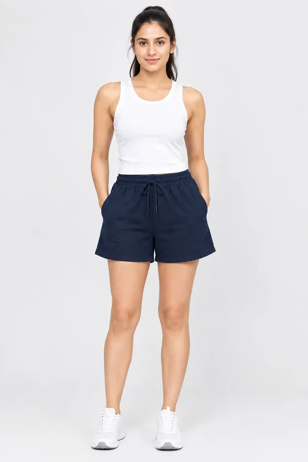 Navy_French_Terry_Relaxed_Fit_Sports_Shorts_For_Women