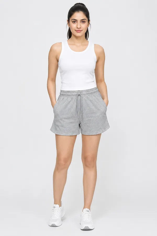 Grey_French_Terry_Casual_Shorts_For_Women