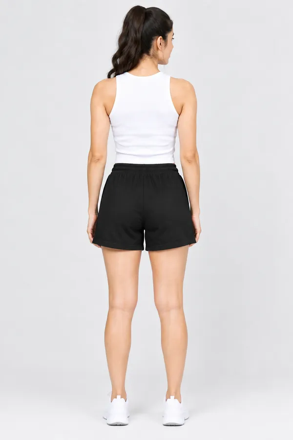 Black_French_Terry_Casual_Shorts_For_Women