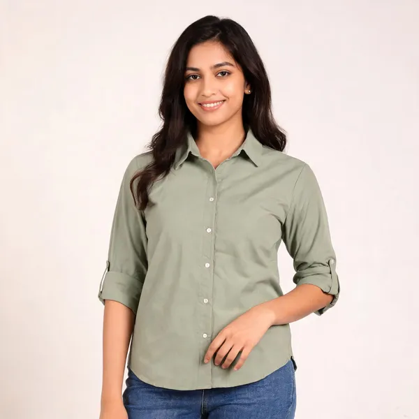 Bottle_Green_Cotton_Relaxed_Fit_Shirt_For_Women