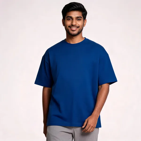 Blue_French_Terry_Oversized_T-Shirt_For_Men