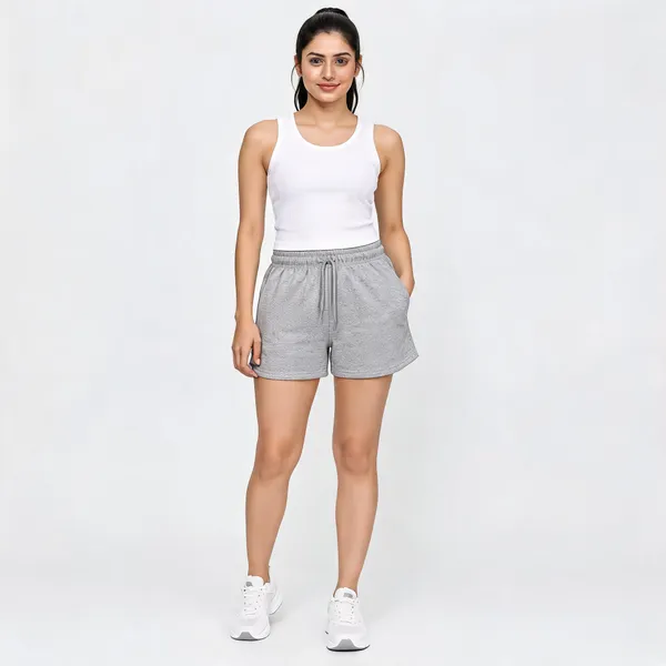 Grey_French_Terry_Casual_Shorts_For_Women