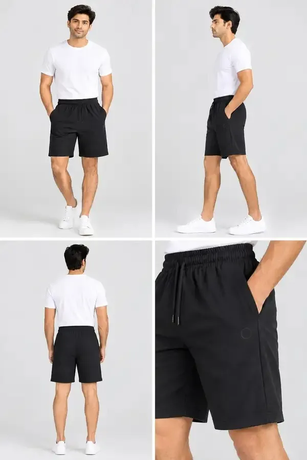 Black_French_Terry_Regular_Fit_Shorts_For_Men