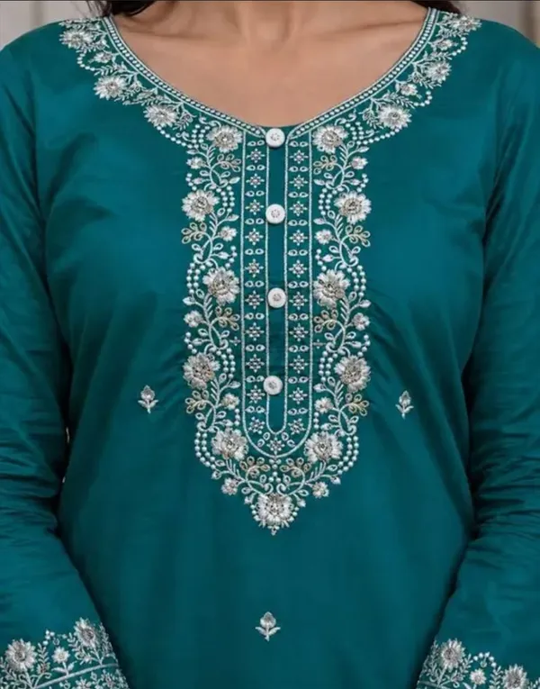 Dark_Green_Rayon_Embroidered_Kurta_Palazzo_&_Dupatta_Set_For_Women