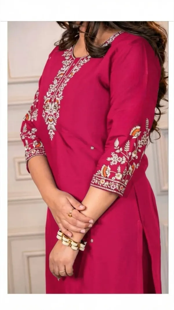 Red_Rayon_Straight_Embroidered_Kurta_Set_For_Women