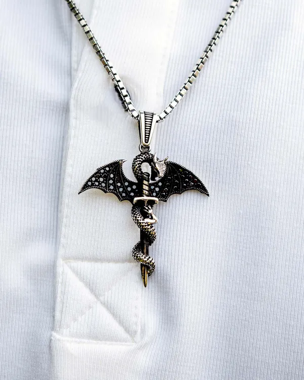 Silver_Cross_Devil_Wing_Pendant_Chain_For_Men