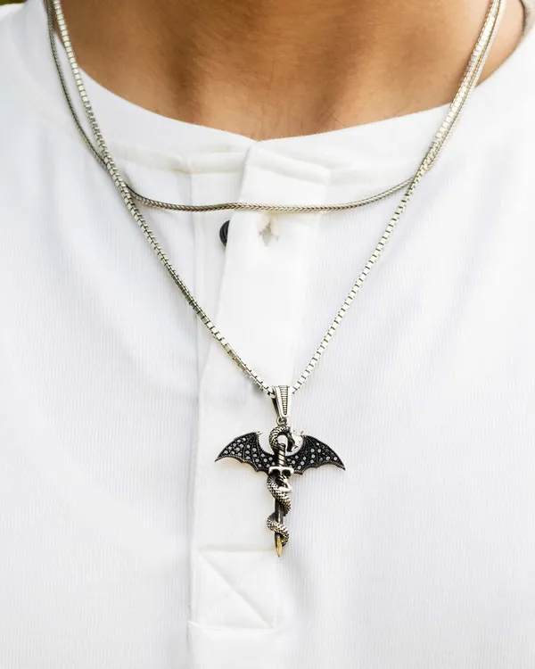 Silver_Cross_Devil_Wing_Pendant_Chain_For_Men